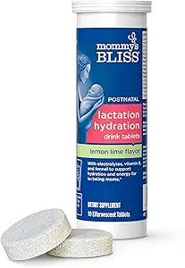 [BRSROCQLBUCRAGQV] Mommy's Bliss Lactation Hydration Drink Tablets, Lemon Lime Flavor, Electrolytes + B Vitamins, 1 Pack (10 Tablets)