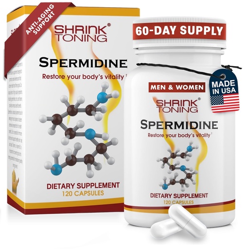 [BRSROGT6AB5ROD37] Shrink Spermidine Supplements Skin & Anti-Aging Support – 120 Vegan Caps 100% Natural Polyamine for Men and Women, Overall Wellness – Non-GMO, USA Made – with High Spermidine, Zinc & Thiamin