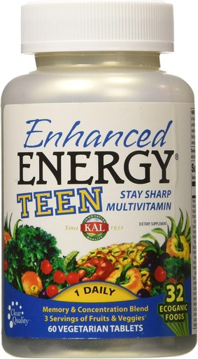 [BRSWIYQPO4IGKDL2] KAL Enhanced Energy for Teens Tablets, 60 Count