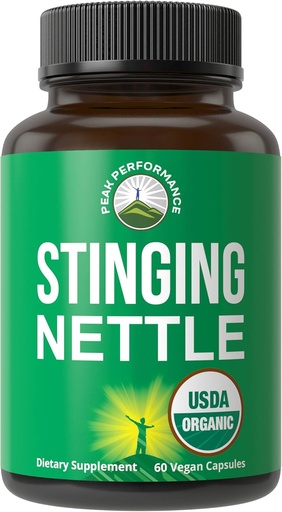 [BRSW2ZYDAENGACIZ] USDA Organic Stinging Nettle Vegan Capsules Made with Stinging Nettle Leaf Powder for Prostate, Hair Growth, Allergy. Better Than Root or Seed Extract. Plant Based Herb Supplement Tablets, 60 Pills