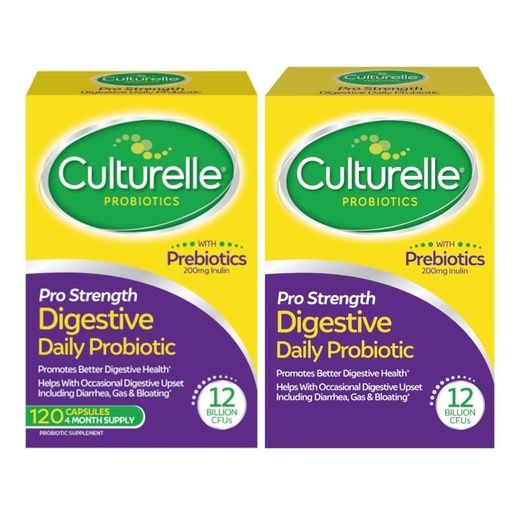 [BRSROZDYCUGQGHLK] Culturelle Pro Strength Daily Probiotic, Digestive Capsules, Naturally Sourced Probiotic Strain Proven to Support Digestive & Immune Health, Gluten & Soy Free, 4 Month Supply, 60 Count (Pack of 2)