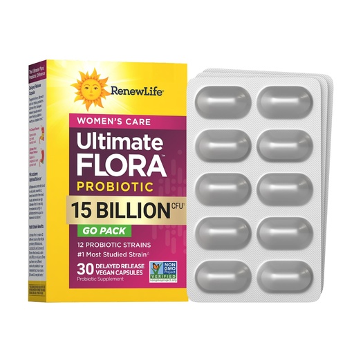 [BRSWIEIYOQMQIYD4] Renew Life Ultimate Flora Women's Care Probiotic 15 Billion CFU | 30 Delayed Release Vegan Capsules | Supports Vaginal pH, Urinary, Digestive & Immune Health | Dairy, Soy and Gluten Free
