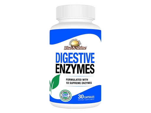 [BRSWKZAYDMBQMDLC] Rise-N-Shine Digestive Enzymes with Probiotics, Bromelain, Lipase, Papain, Lactase & More - Gut Health Supplement for Women & Men - 30 Capsules