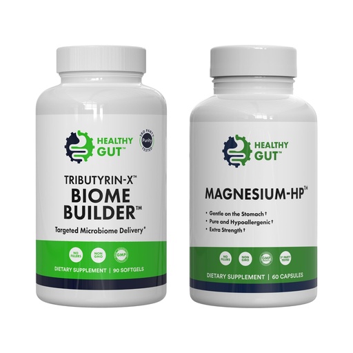 [BRSROBDQAAPAID3H] Healthy Gut Tributyrin-X Biome Builder, 90 Softgels, and Magnesium-HP, 60 Capsules
