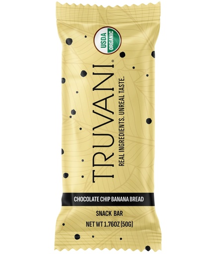 [BRSRAYABA4DQGAD3] Truvani Plant Based Snack Bars | Chocolate Chip Banana Bread 1 Pack | 5g Protein | USDA Organic and Vegan | The Only Bar | Dairy, Soy, and Gluten Free | Individually Wrapped