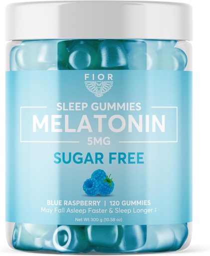[BRSRA23RCEGRO3AY] FIOR Melatonin Gummies (Sugar Free Blue Raspberry, 120)