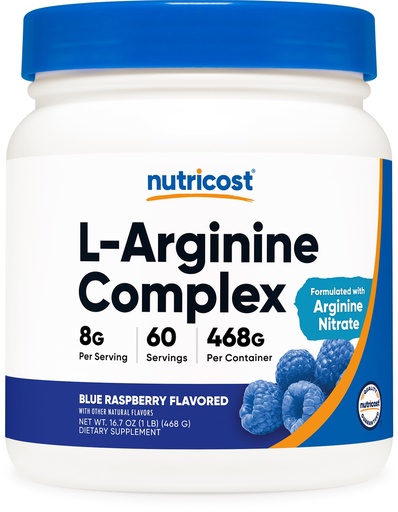 [BRSROHAOOZ5GEEY2] Nutricost L-Arginine Complex (Blue Raspberry, 60 Servings) - Gluten Free, Non-GMO
