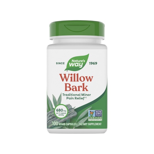 [BRSWIYQZAR6B23L2] Nature's Way Willow Bark Capsules, 880 mg per Serving, 100 ct | Traditional Minor Pain Relief*, Non-GMO Project Verified, Vegan Capsules for Adults