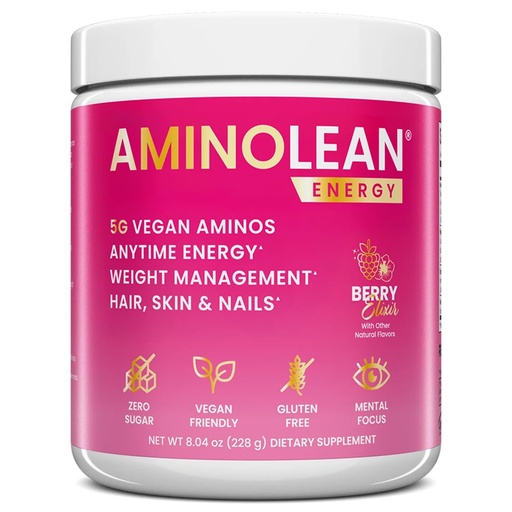 [BRSRMBITOANAEFLV] RSP NUTRITION AminoLean Pre Workout, Clean Energy with No Jitters, Tingles or Crash, Vegan Friendly with Added Biotin for Hair, Skin, Nails, Berry Elixir, 30 Servings