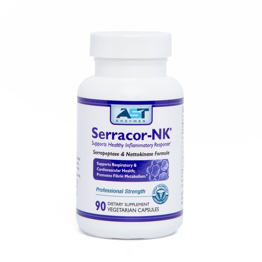 [BRSWGZY3BF6QEETX] AST Enzymes Serracor-NK –Proteolytic Systemic Enzyme Formula – Contains Acid-Resistant Serrapeptase and Acid-Resistant Nattokinase – 90 Vegetarian Capsules
