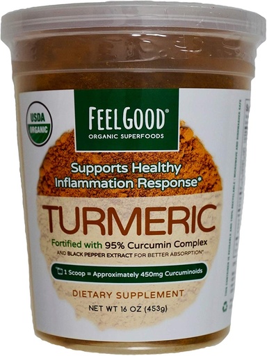 [BRSWG2YYCMCA4AIU] Feel Good USDA Organic Turmeric Powder, 16 Ounces
