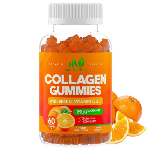 [BRSRMCTYCIDRGEY7] Collagen Peptides Gummies with Biotin, Vitamin C & E for Women & Men - Premium Hydrolyzed Collagen Type I & III for Hair, Skin & Nails Support - Gluten-Free, Non-GMO - 60 Gummies (30 Servings)