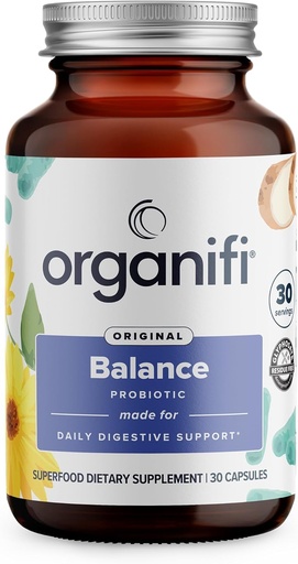 [BRSWKH37AAGWKYDJ] Organifi Balance Probiotics for Digestive Health - 5 Resilient Strains, 30 Vegan Capsules