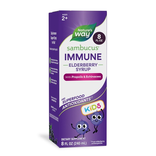 [BRSWIYYOBAOBY2YZ] Nature's Way Sambucus Kids Immune Elderberry Syrup, Black Elderberry Extract with Echinacea & Propolis, Traditional Immune Support for Children with Superfood Antioxidants(1), Berry Flavored, 8 Fl Oz