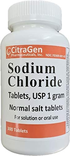 [BRSWYZY7BN4BUFAU] Sodium Chloride Tablets 1 gm, USP Normal Salt Tablets - 300 Tablets (1 Pack of 300 Tablets) by CitraGen Pharmaceuticals, Inc.