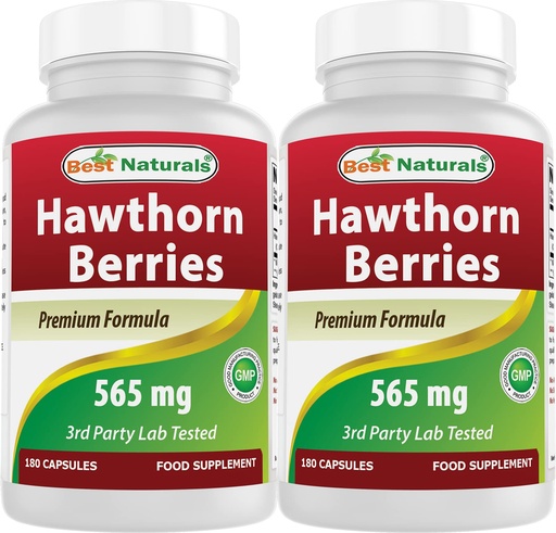 [BRSW2A35BUMBSDIU] Best Naturals Hawthorn Berry 565 mg 180 Capsules (180 Count (Pack of 2))