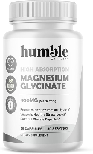 [BRSROAD7CR5BSCD6] Magnesium Glycinate Supplement - Chelated - 30 Day Supply