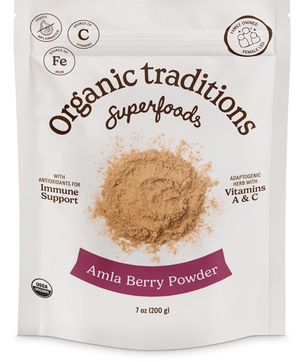 [BRSWIG35OQOACC3U] Organic Traditions Amla Powder, Amla Powder Organic from Indian Gooseberry, Wholefood Vitamin C Fruit for Smoothies Juices and Recipes, Superfood Plant Based Non GMO Powdered Amla Fruit, 200g /7oz Bag