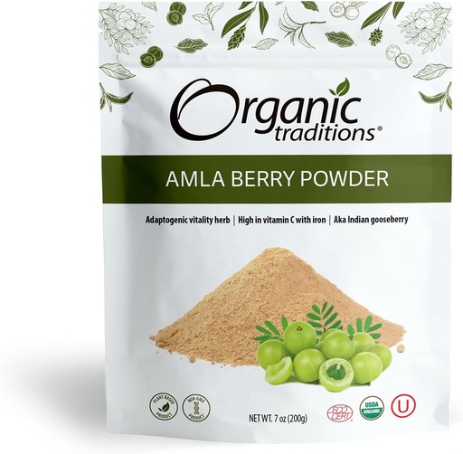 [BRSWIG35OQOACC3U] Organic Traditions Organic Amla Berry Powder, Powdered Amla Indian Gooseberry, Non-GMO Organic Powdered Fruit Superfood, 7oz (200g) Bag
