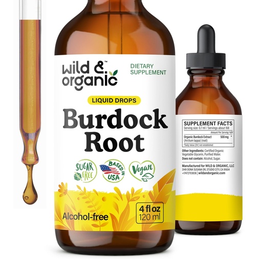 [BRSROY37BEBAIF3K] Wild & Organic Burdock Root Tincture - Antioxidant, Detox & Lymphatic Support - Burdock Root Extract Drops - Arctium Lappa Herb Supplement - Add to Tea - Vegan, Sugar & Alcohol-Free - 4 fl oz