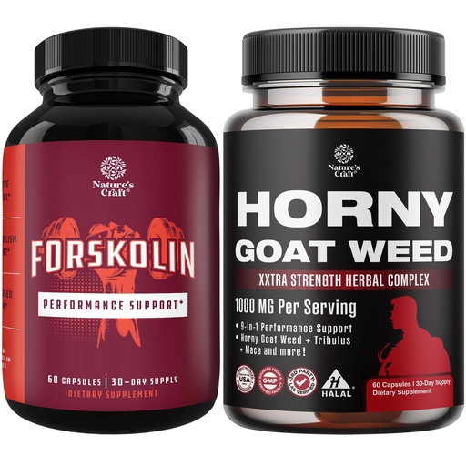 [BRSRAZD2AQHA2HT5] Bundle of Pure Forskolin Extract Supplement for Enhanced Energy for Adults-Plant-Based Energy Supplements and Horny Goat Weed Extract Complex for Enhanced Energy and Stamina