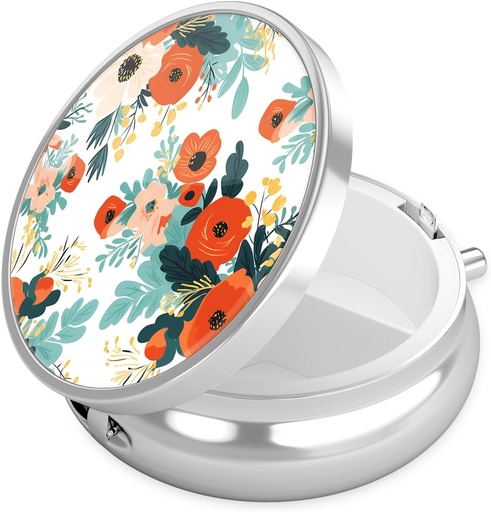 [BRSRAZINBYDRUCQZ] Nipichsha Pill Box, Small Pill Case for Purse & Pocket, Cute Travel Medicine Organizer, Portable Medicine Container Holder to Hold Vitamins, Medication, Fish Oil & Supplement, B07-Beautiful Flowers