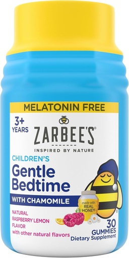 [BRSRMBL3O4DWEET2] Zarbee's Gentle Bedtime Gummies for Kids - Melatonin-Free Blend of Natural Honey, Raspberry Lemon, and Chamomile Helps Children Unwind and Relax to Prepare for Sleep, 30ct