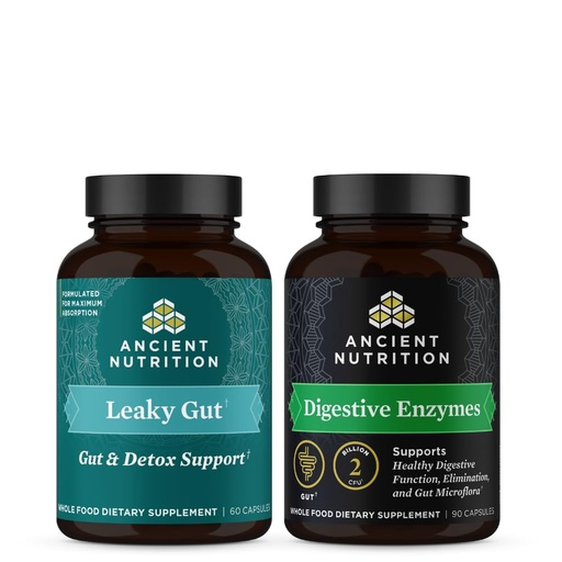 [BRSROCQ5BYCGKETO] Ancient Nutrition Leaky Gut Capsules, 60 Count + Digestive Enzymes Capsules, 90 Count