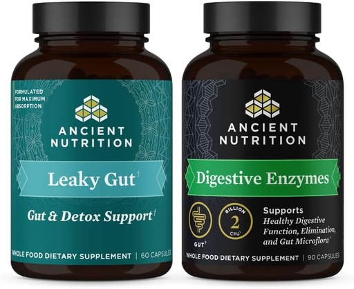 [BRSROCQ5BYCGKETO] Ancient Nutrition Leaky Gut Capsules, 60 Count + Digestive Enzymes Capsules, 90 Count