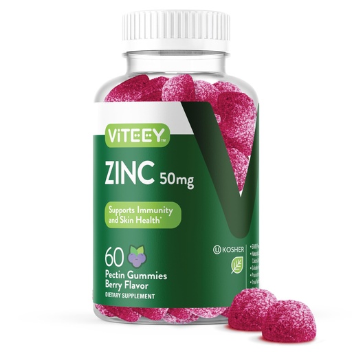 [BRSWYBI5PNYAEEY7] VITEEY Zinc Gummies for Men and Women - Zinc Supplements 50mg - Immune Boost & Skin Health - Vegan, Gluten Free - 60 Count