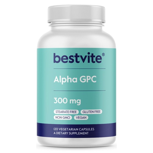 [BRSROHYLAQCGADLX] BESTVITE Alpha GPC Choline 600mg Per Serving (120 Veggie Capsules) - No Stearates - Vegan - Non GMO - Gluten Free
