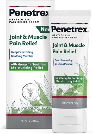 [BRSWYHA6AABRMAYU] Penetrex Soothing Joint & Muscle Pain Relief Cream with Hemp - Deep Penetrating Menthol, Arnica and Hemp for Soothing, Hydrating Relief - Non-Greasy, Easy to Apply, Pleasant Scent- 2oz Squeezable Tube