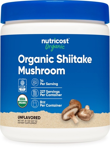 [BRSWYFDQCN7AIE3O] Nutricost Organic Shiitake Mushroom Powder 8oz - 100% Organic Certified, Gluten Free, Non-GMO