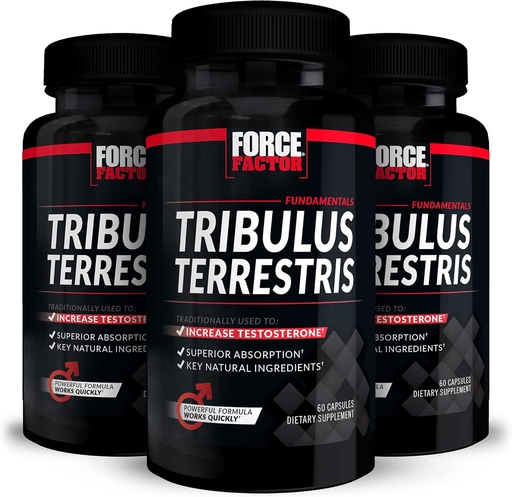 [BRSW2Y36OQCR6CT2] FORCE FACTOR Tribulus Terrestris for Men, 3-Pack, Tribulus Testosterone Booster for Men, Male Vitality Supplement, Tribulus Extract & Natural Ingredients for Superior Absorption, 1000mg, 180 Capsules