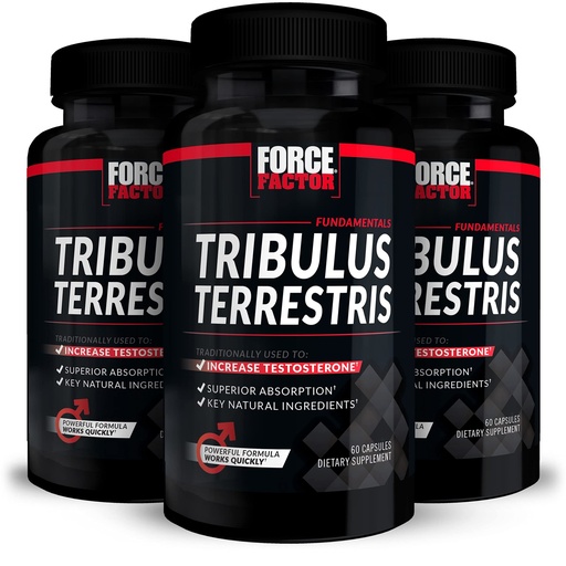 [BRSW2Y36OQCR6CT2] Force Factor Tribulus Terrestris for Men, 3-Pack, Tribulus Testosterone Booster for Men, Male Vitality Supplement, Tribulus Extract & Natural Ingredients for Superior Absorption, 1000mg, 180 Capsules