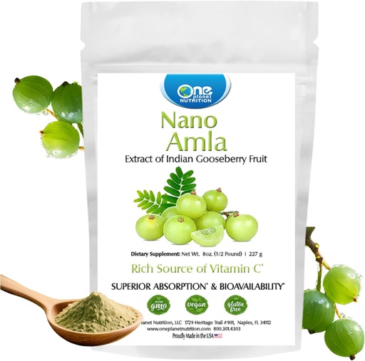 [BRSRMAA6OJ7BQG3P] One Planet Nutrition Nano Amla Powder 8 oz (227 zerbitzatu), Amla Fruit Extract, High in Vitamin C Collagen Production & Immune Support, Excipient-Free, Non-GMO, Vegan, Gluten-Free