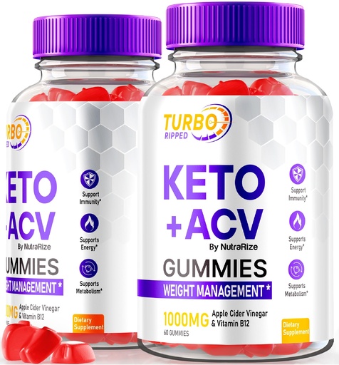 [BRSRAGAPAQHBEHL3] NutraRize (2 Pack) Turbo Ripped Keto ACV Gummies, Official TurboRipped Keto Gummies, Apple Cider Vinegar Supplement, All Natural Keto+ACV, Premium Keto Plus ACV Gummy, Gomitas Reviews (120 Gummies)