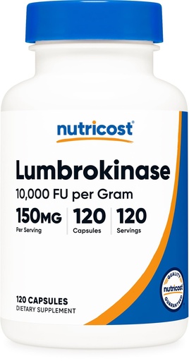 [BRSRAA37OUJRMH3P] Nutricost Lumbrokinase Capsules 150 mg (120 Capsules) - Gluten-Free, GMO-Free, 3rd Party Tested