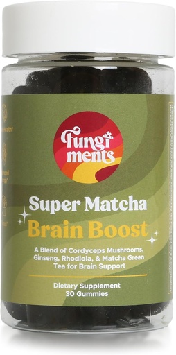 [BRSRAAY7AUHBMF34] Fungiments Super Matcha - Grzyby Cordyceps, Green Tea Powder, Ginseng, Rhodiola - Daily Energy and Endurance (30 Gummies Mushroom)