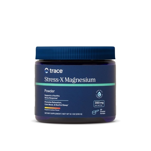 [BRSWKEI6DIGAOFD2] Trace Minerals | Stress-X Magnesium Powder | Stress Relief, Regularity, Relax, Sleep, Energy, Relaxes Muscles, Cell Function | Non-GMO, Gluten Free, and Certified Vegan | Raspberry Lemon Flavor|8.5 oz