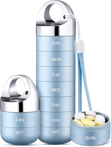 [BRSRMAD2OB7GYCQU] Zannaki Metal Travel Pill Organizer, Portable Waterproof Weekly Pill Box, Large Aluminum Alloy Pill Case Container, BPA Free 7 Day Daily Medicine Organizer Holder for Vitamin, Fish Oil, Supplement