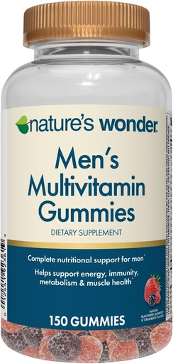 [BRSRAFT3OJ7BY2QU] Las Gummies Multivitamínicas de los Hombres de la Naturaleza, soporta la salud inmune, la energía, el metabolismo y los músculos con vitaminas A,C,D,B6,B12, 150 Gummies Multivitamínicos diarios de los hombres, 75 Day Supply