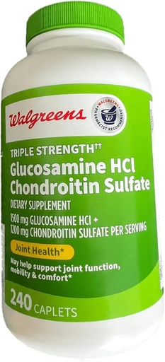 [BRSROFTROAPQ4HI4] Walgreens Glucosamine Chondroitin Triple Strength 1500 mg Glucosamine HCL 1200 mg Chondroitin - 240 Caplets