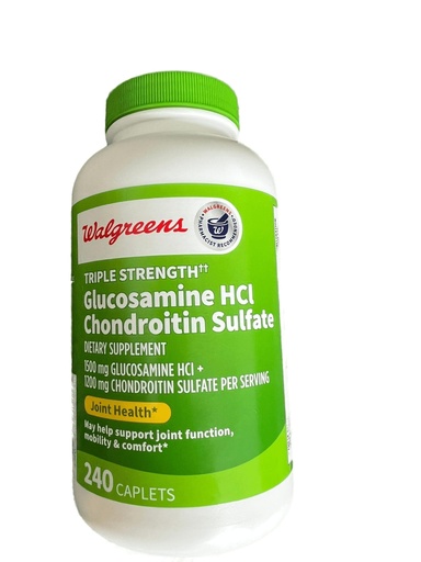 [BRSROFTROAPQ4HI4] Walgreens Glucosamine Chondroitin Triple Strength 1500 mg Glucosamine HCL 1200 mg Chondroitin - 240 Caplets