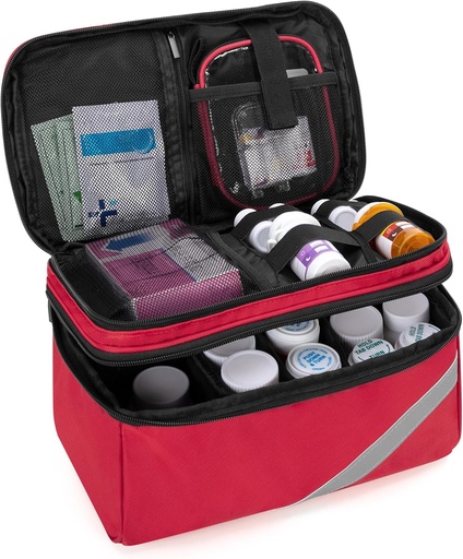 [BRSRM2QKOAAWEALG] Trunab Medicine Storage and Organizer Bag Empty, Pill Bottle Organizer with Portable Small Pouch, Home First Aid Box for Emergency Medication, Supplements or Medical Kits (Bag Only)(Patent Design)