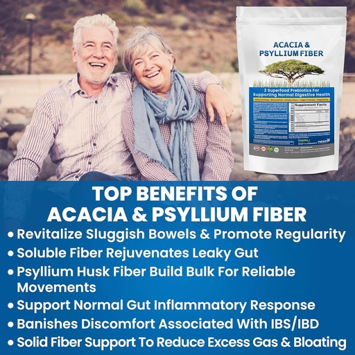 [BRSROATRPINR63DL] Kidney Restore Organic Acacia & Psyllium Husk Fiber Powder - Prebiotic & Natural Supplement - Soluble Acacia & Psyllium Husk Powder - 1.5 lbs (48oz), 2 Packs