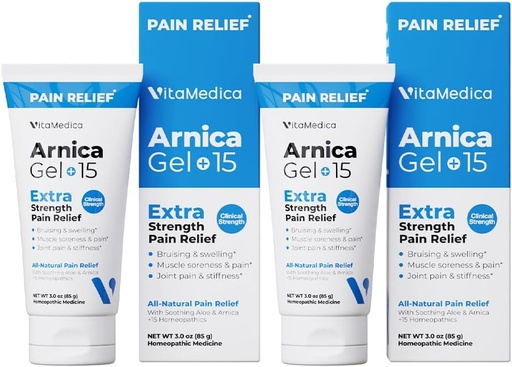 [BRSROAYEDEPAYC3X] VitaMedica Arnica Gel Plus 15 Gyógynövény vegyületek, Extra Erő fájdalom enyhítése formuláció zúzódás, duzzanat, ízületi fájdalom, izomfájdalom és merevség, All- Natural, Plant- alapú, 2- Pack