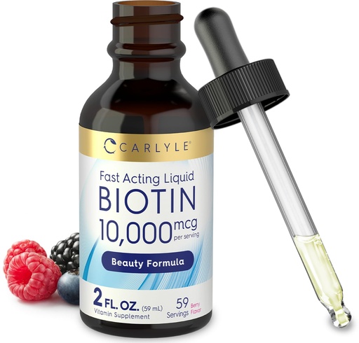 [BRSWGFI3AB6B6H3G] Carlyle Liquid Biotin 10000mcg | 2 oz | Extra Strength Drops | Vegetarian, Non-GMO, Gluten Free Supplement