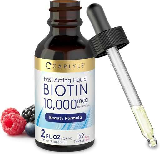 [BRSWGFI3AB6B6H3G] Carlyle Liquid Biotin 10000mcg ← 2 oz ← Extra Strength Drops ← Vegetarian, Non-GMO, Gluten Free Supplement