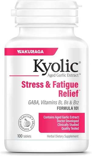[BRSWIYTYO4AG2DD6] Kyolsk aged hvidløg Extract Formel 101, Stress og Træthed Relief, 100 tabletter.